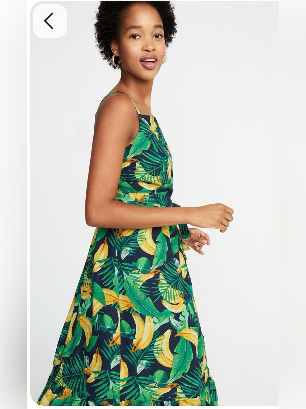 Old Navy Tropical Banana Print Midi Dress - Green & Yellow
